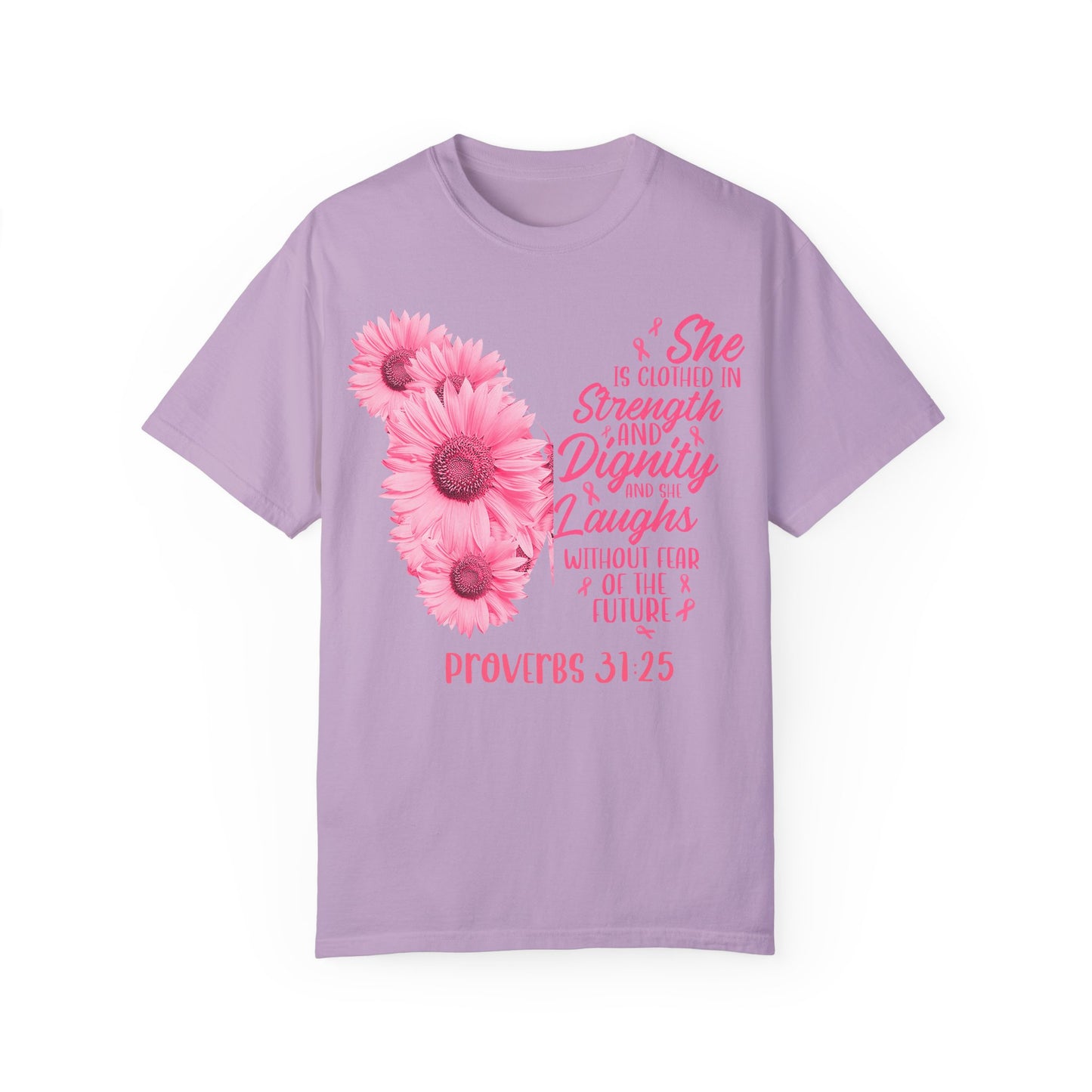 Inspirational Floral T-Shirt | Proverbs 31:25 | Strength & Dignity