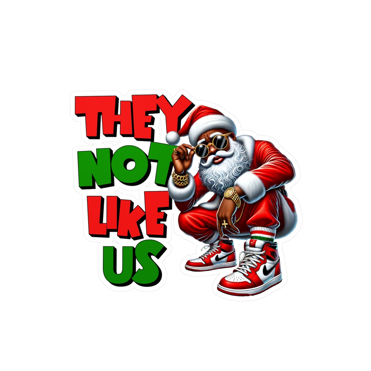 Festive Santa Vinyl Decals - "They Not Like Us" Stickers for Holiday Decor