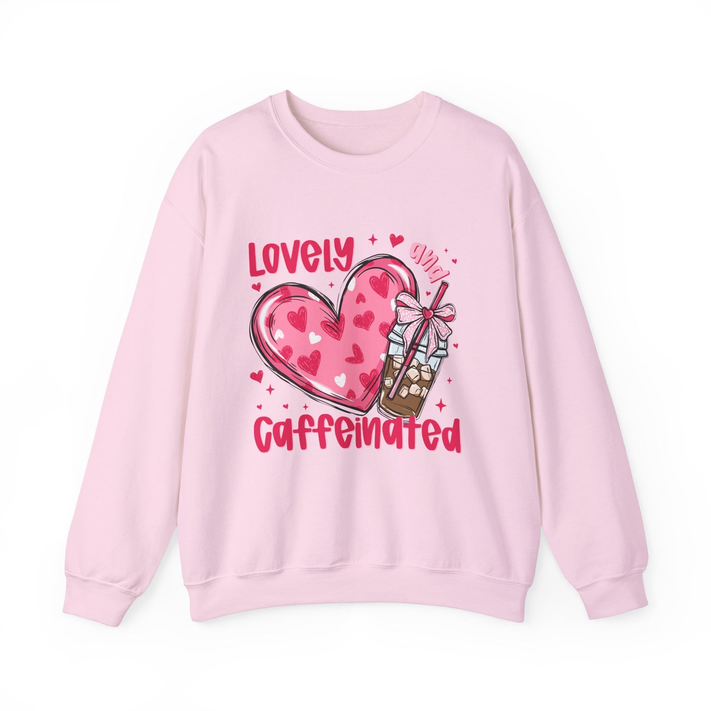 Lovely Caffeinated Unisex Crewneck Sweatshirt - Cozy Heart Design