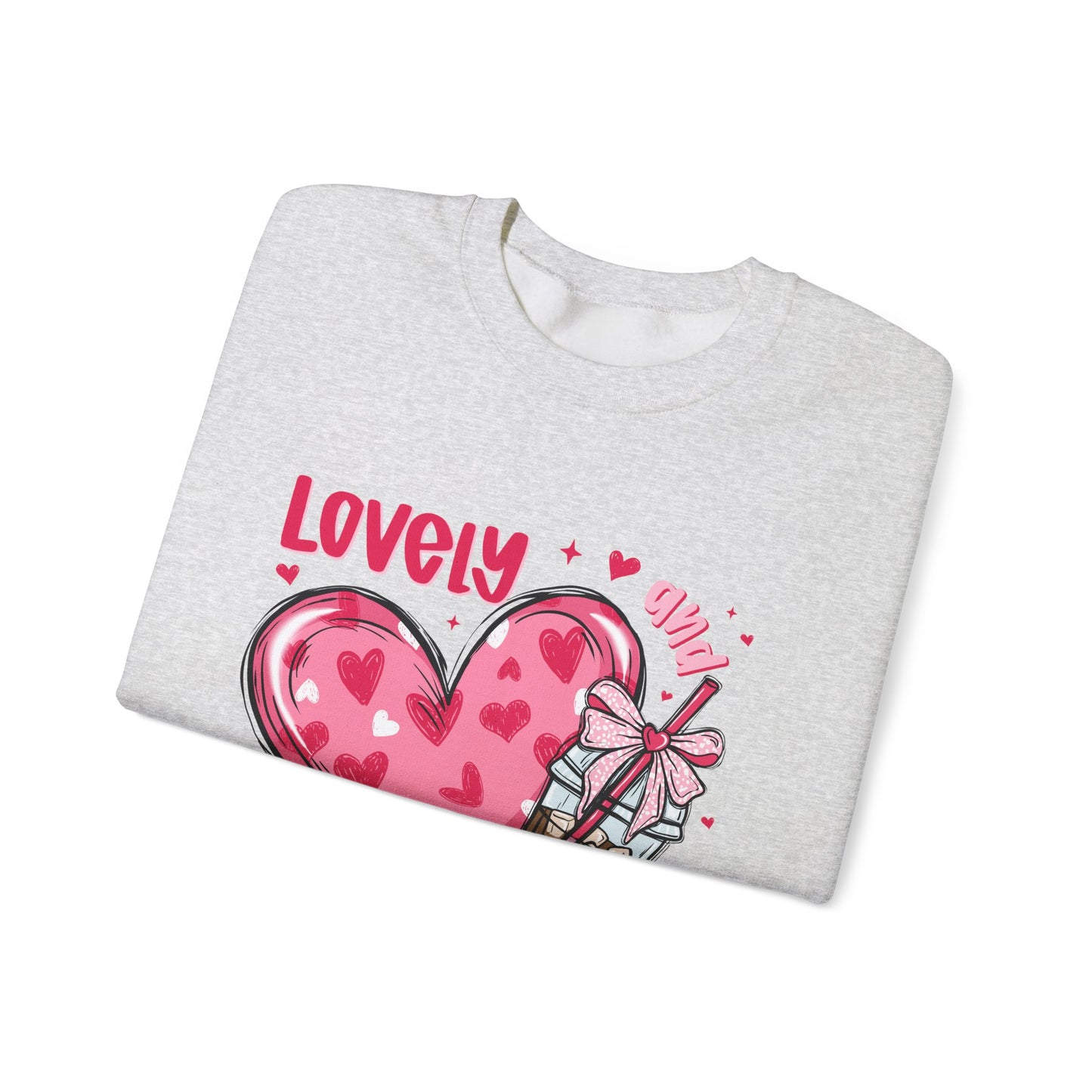 Lovely Caffeinated Unisex Crewneck Sweatshirt - Cozy Heart Design