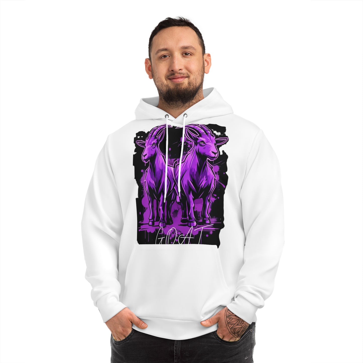 Trendy Graphic Hoodie, Cool Goat Design, Fashionable Streetwear, Gift for Animal Lovers, Casual Wear, Unique Present,The Goat