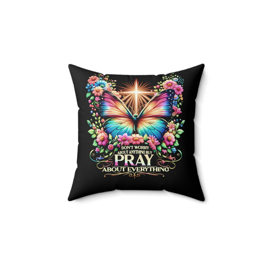 Colorful Butterfly Motivational Throw Pillow, Home Decor, Gift for Her, Inspirational Cushion, Living Room Accent