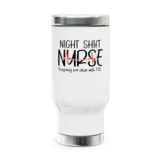 Night Shift Nurse Travel Mug, Funny Coffee Cup for Nurses, Gift for Healthcare Workers, Insulated Drinkware, 14oz Stainless