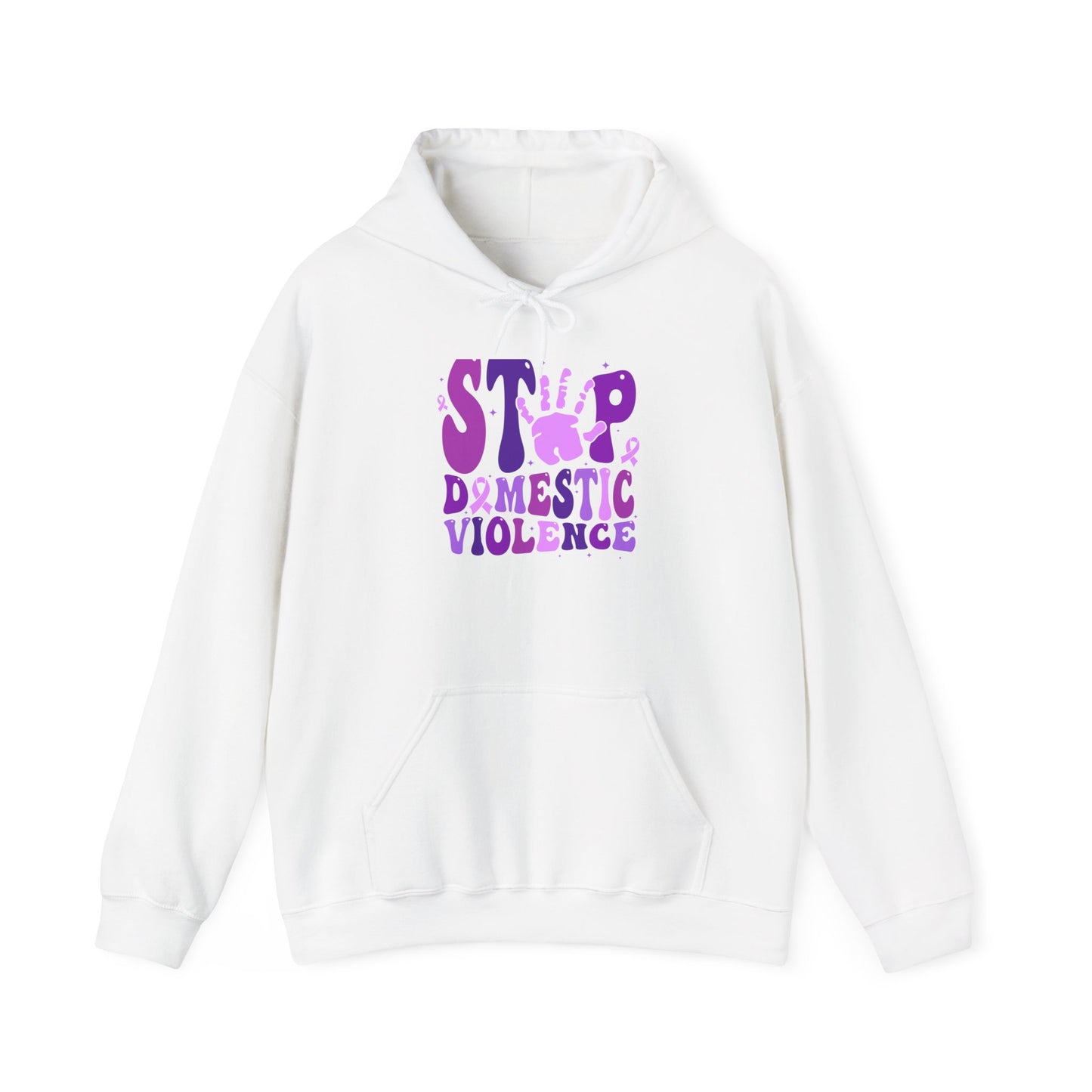 Stop Domestic Violence Hooded Sweatshirt, Unisex Awareness Hoodie, Gift for Activists, Comfort Wear for Support, Charity Sweatshirt, Purple