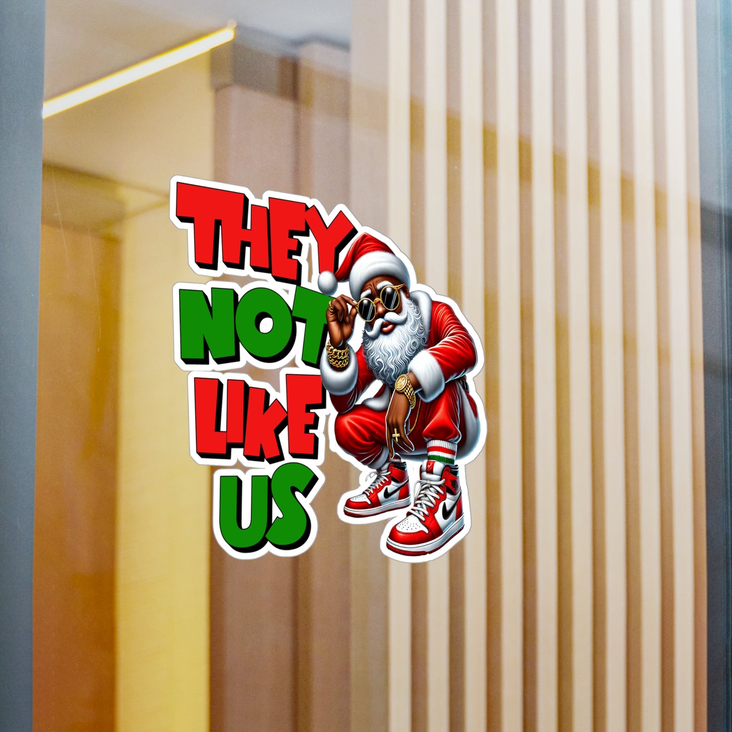 Festive Santa Vinyl Decals - "They Not Like Us" Stickers for Holiday Decor