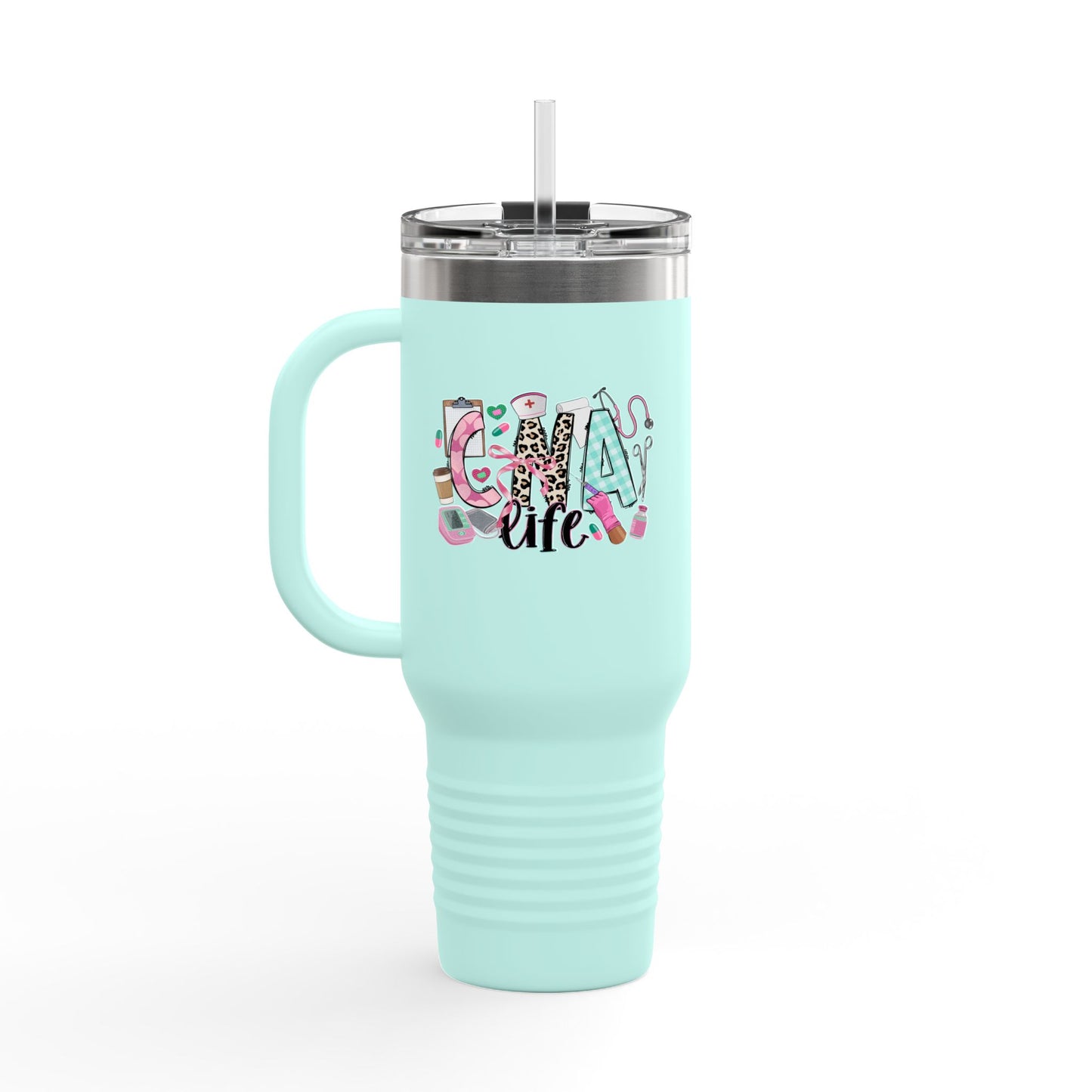 Travel Mug, 40oz 'Glam Life' Design for Medical Professionals, CNA Life