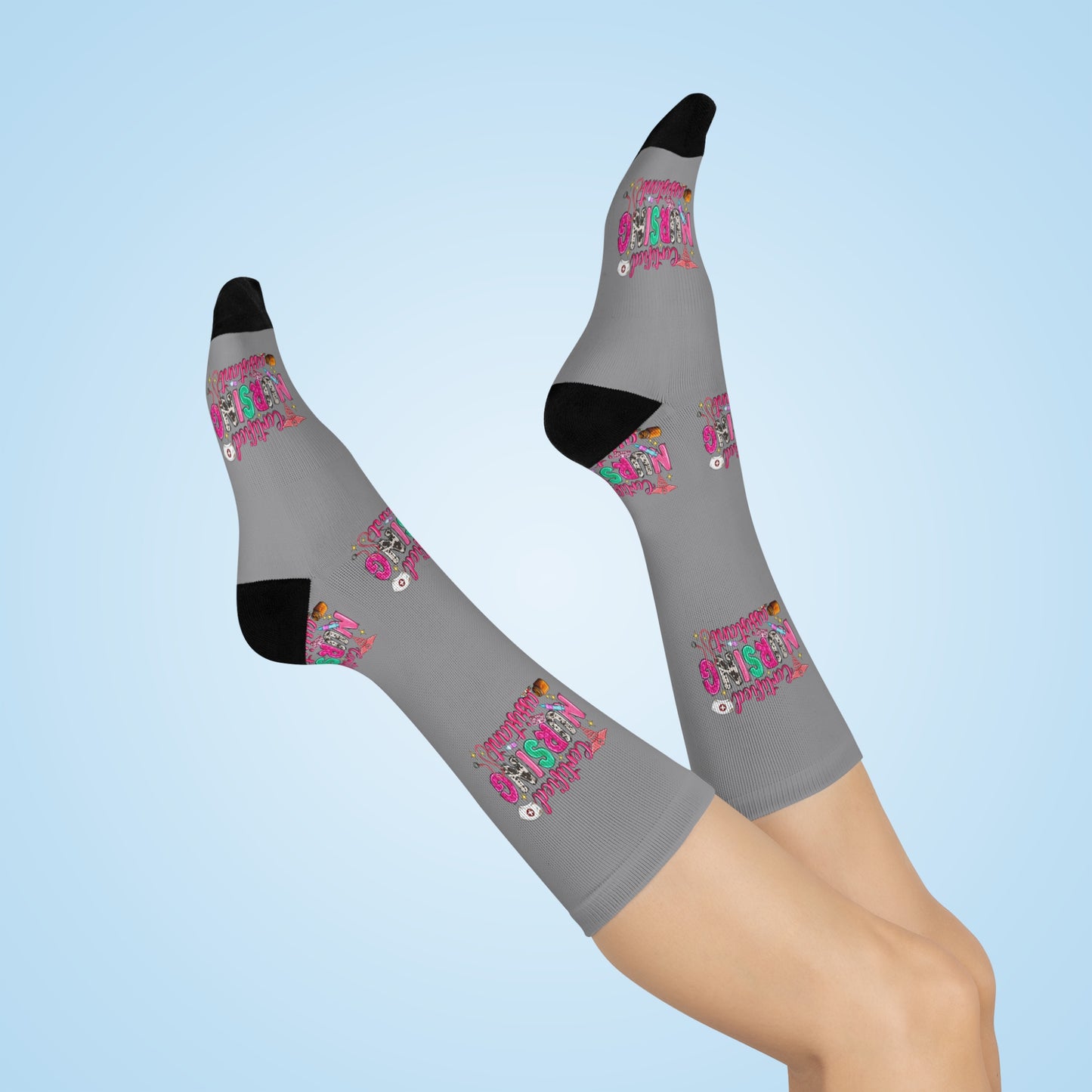 Colorful Cushion Crew Socks, Trendy Footwear for Men & Women, Cozy Giftable Accessories, Fun Holiday Socks, CNA Design