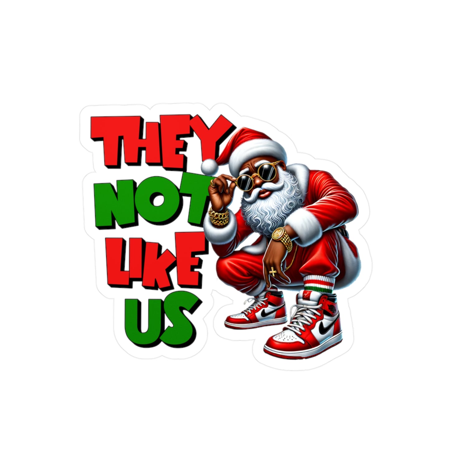 Festive Santa Vinyl Decals - "They Not Like Us" Stickers for Holiday Decor