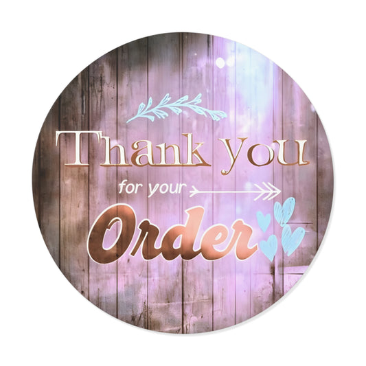 Thank You for Your Order Round Vinyl Stickers, Cute Sticker Pack for Gifts, Handcrafted Thank You Stickers, Wedding Favor Stickers, Business