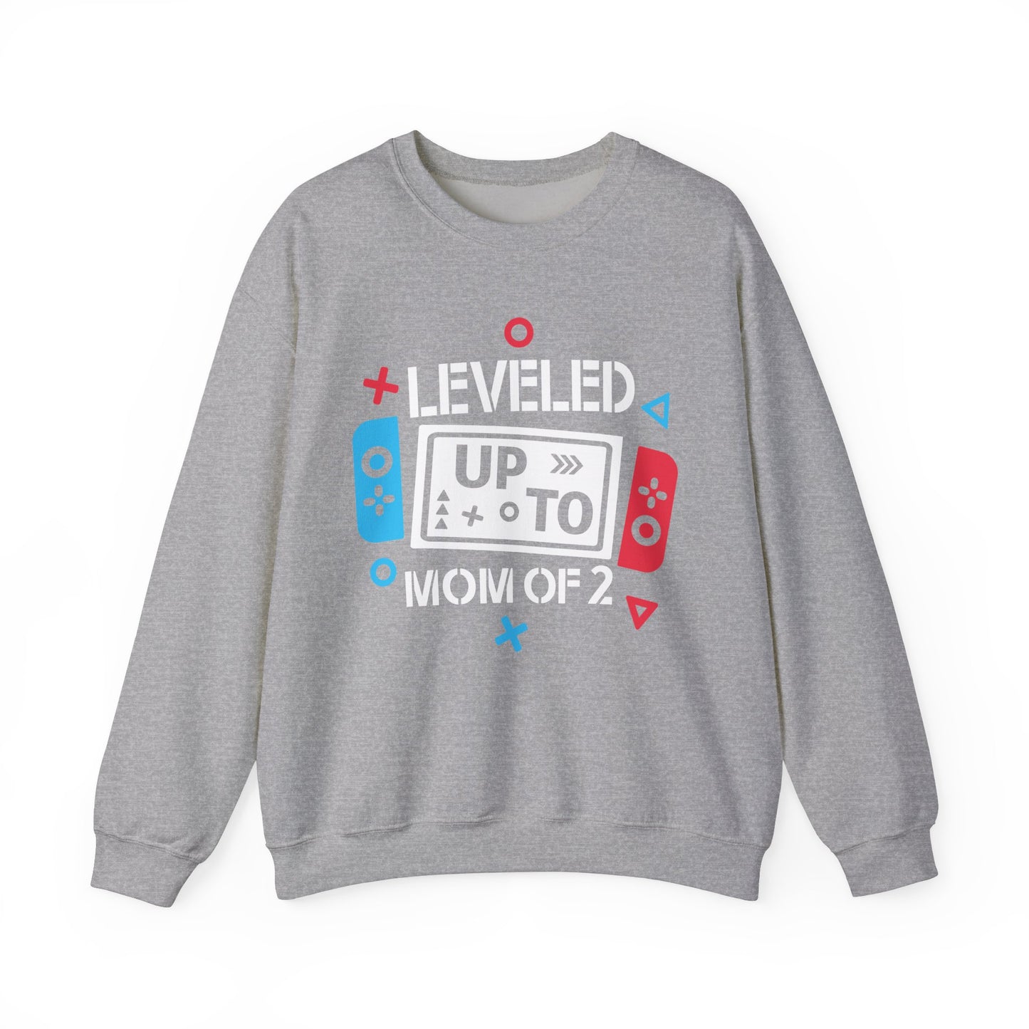 Leveled Up Mom of 2 Crewneck Sweatshirt – Gaming Gift for Moms