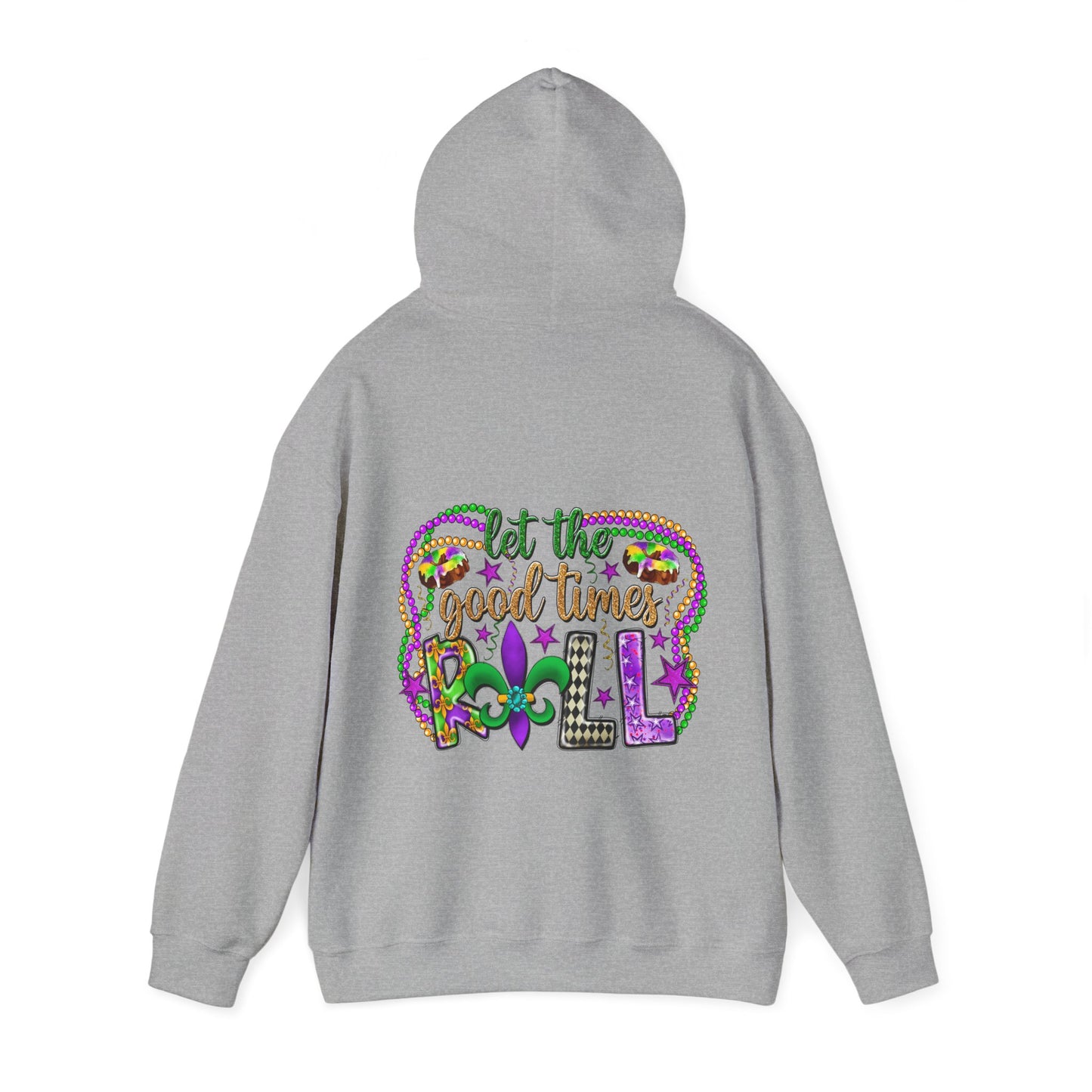 Mardi Gras Celebration Hoodie, Unisex Heavy Blend Sweatshirt, Fun Graphic Pullover, Party Apparel, Carnival Clothing, Festival Outfit