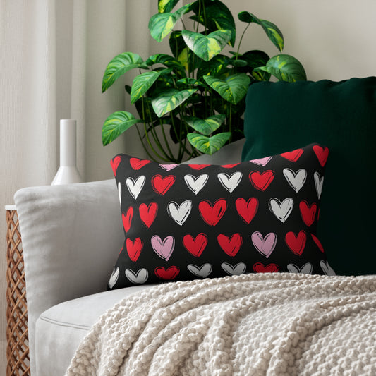 Heart Print Lumbar Pillow - Romantic Home Decor for Valentine’s Day