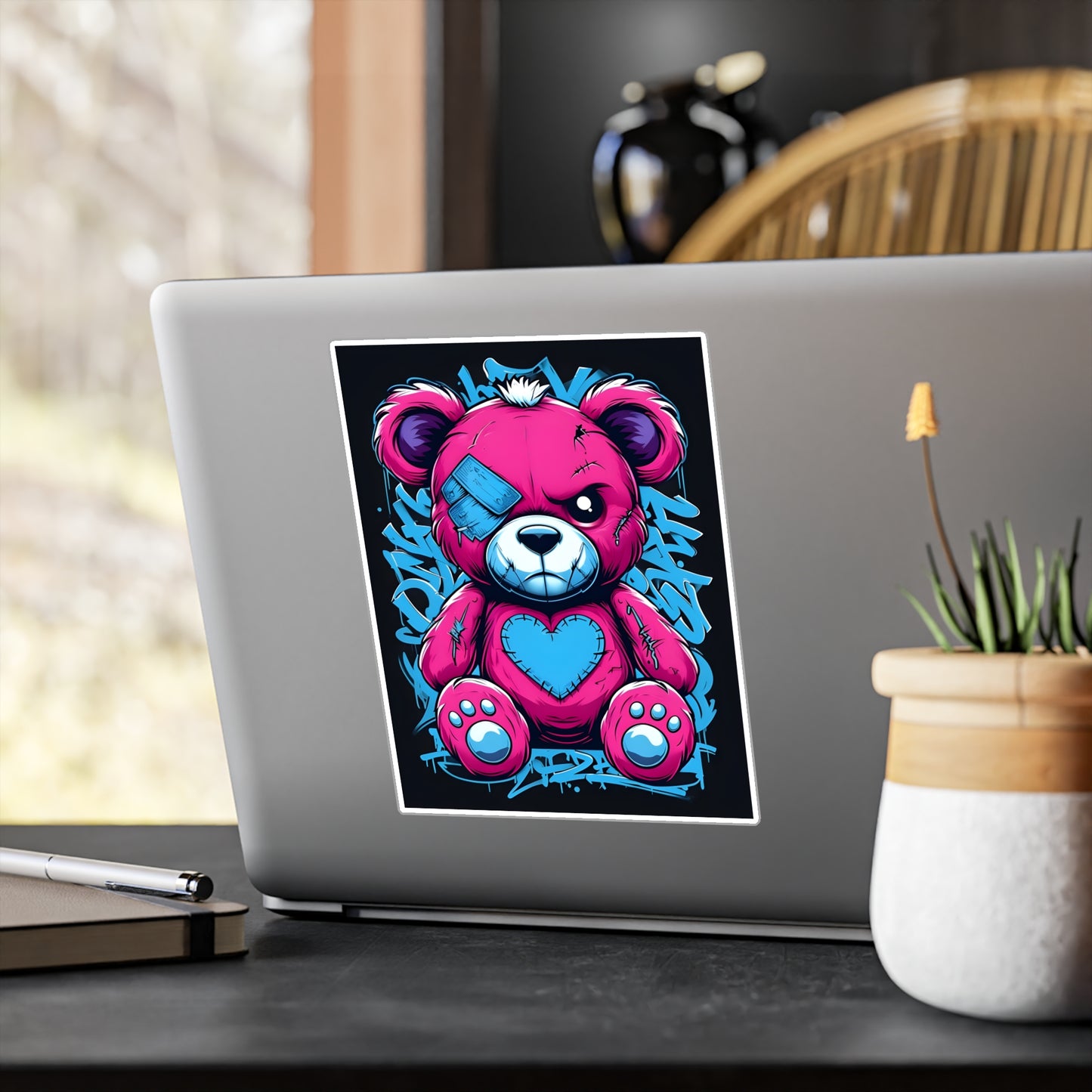 Cute Bear Kiss-Cut Vinyl Decal - Fun and Colorful Sticker for Kids' Rooms