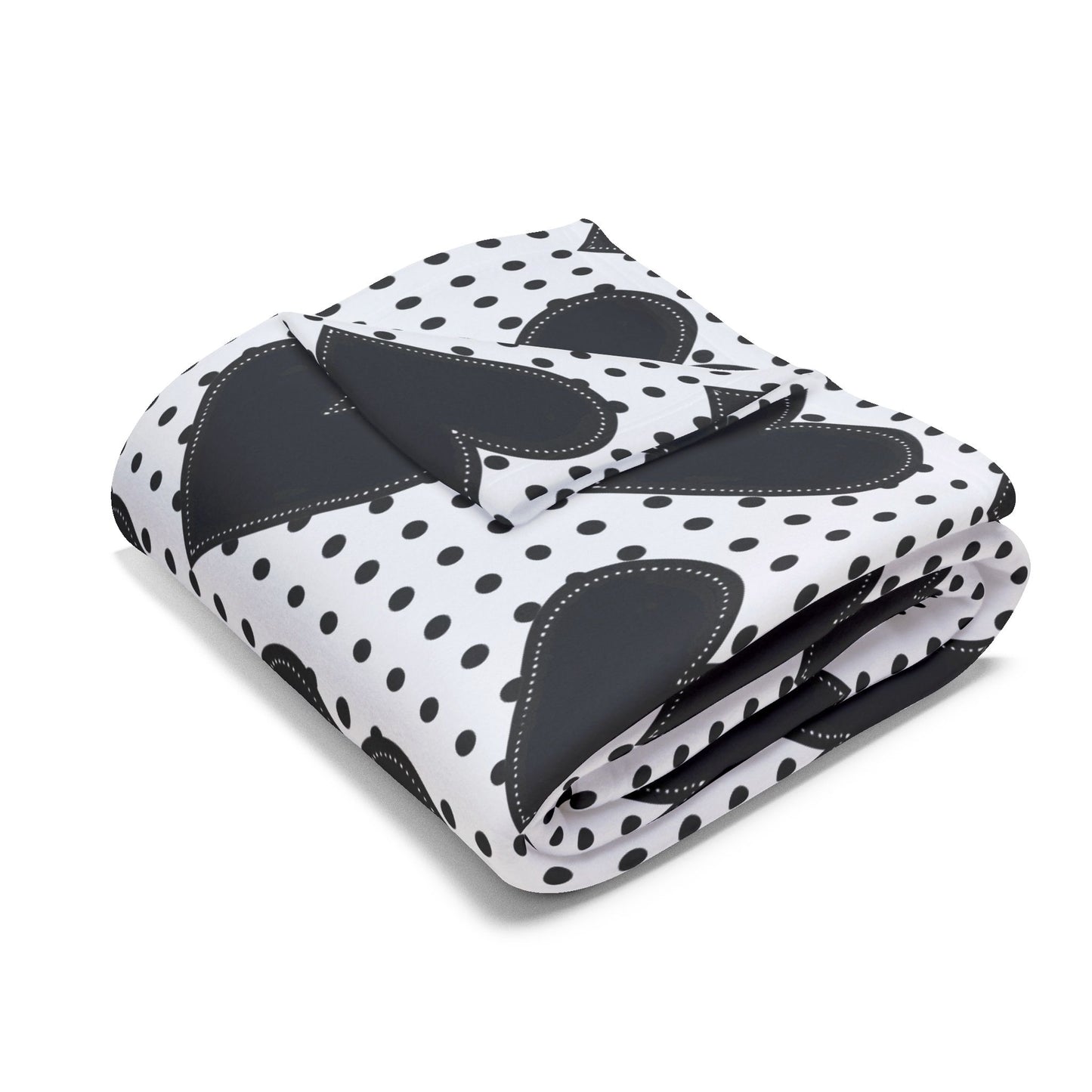 Cozy Black Heart Pattern Fleece Blanket - Soft, Warm & Stylish for Home Decor