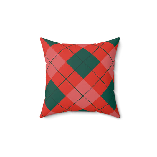 Cozy Christmas Plaid Pillow, Holiday Home Decor, Seasonal Cushion, Rustic Decor, Gift for Her, Festive Living Room