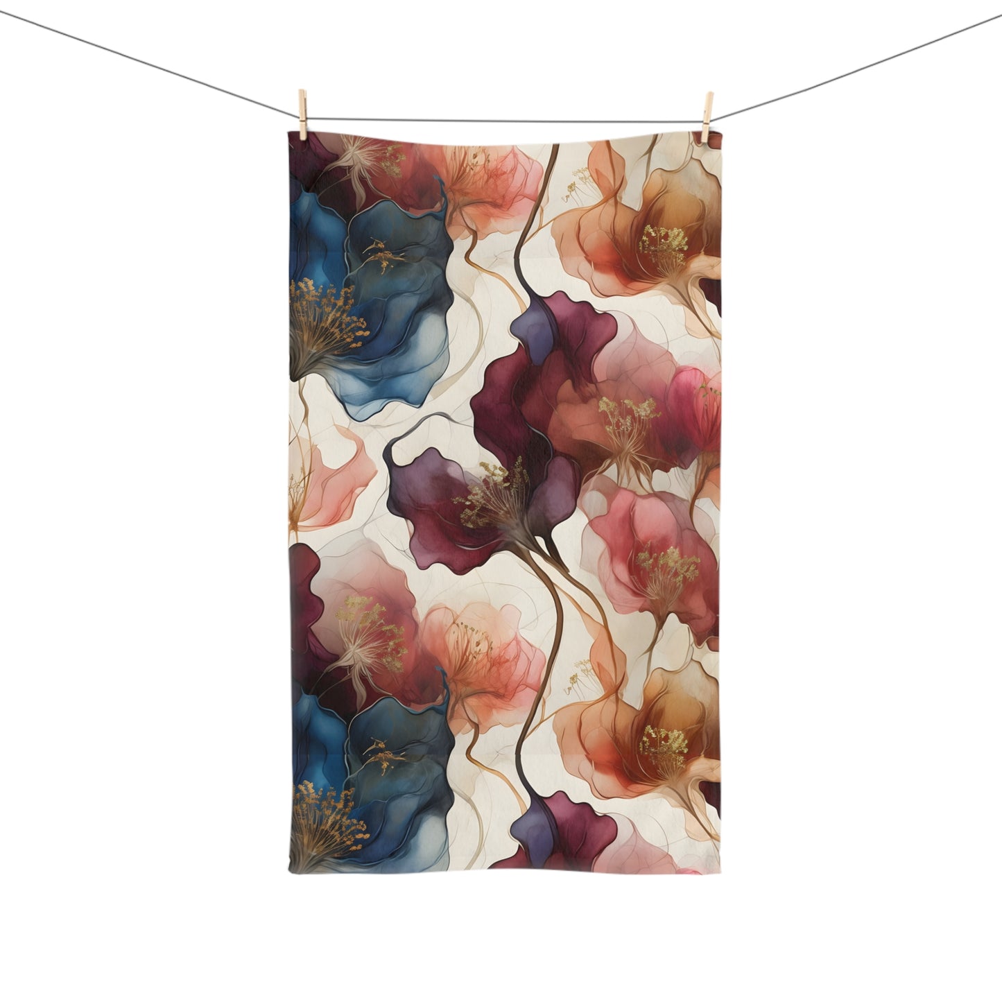 Floral Hand Towel, Bohemian Decor, Kitchen Accessory, Gift for Her, Home Essentials, Bathroom Decor