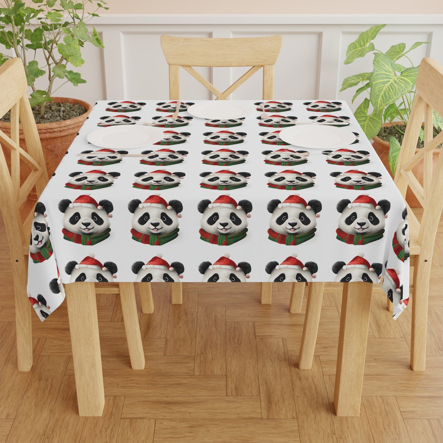 Panda Tablecloth, Christmas Party Decoration, Family Gathering, Gift Wrap, Holiday Decor, Festive Panda Design