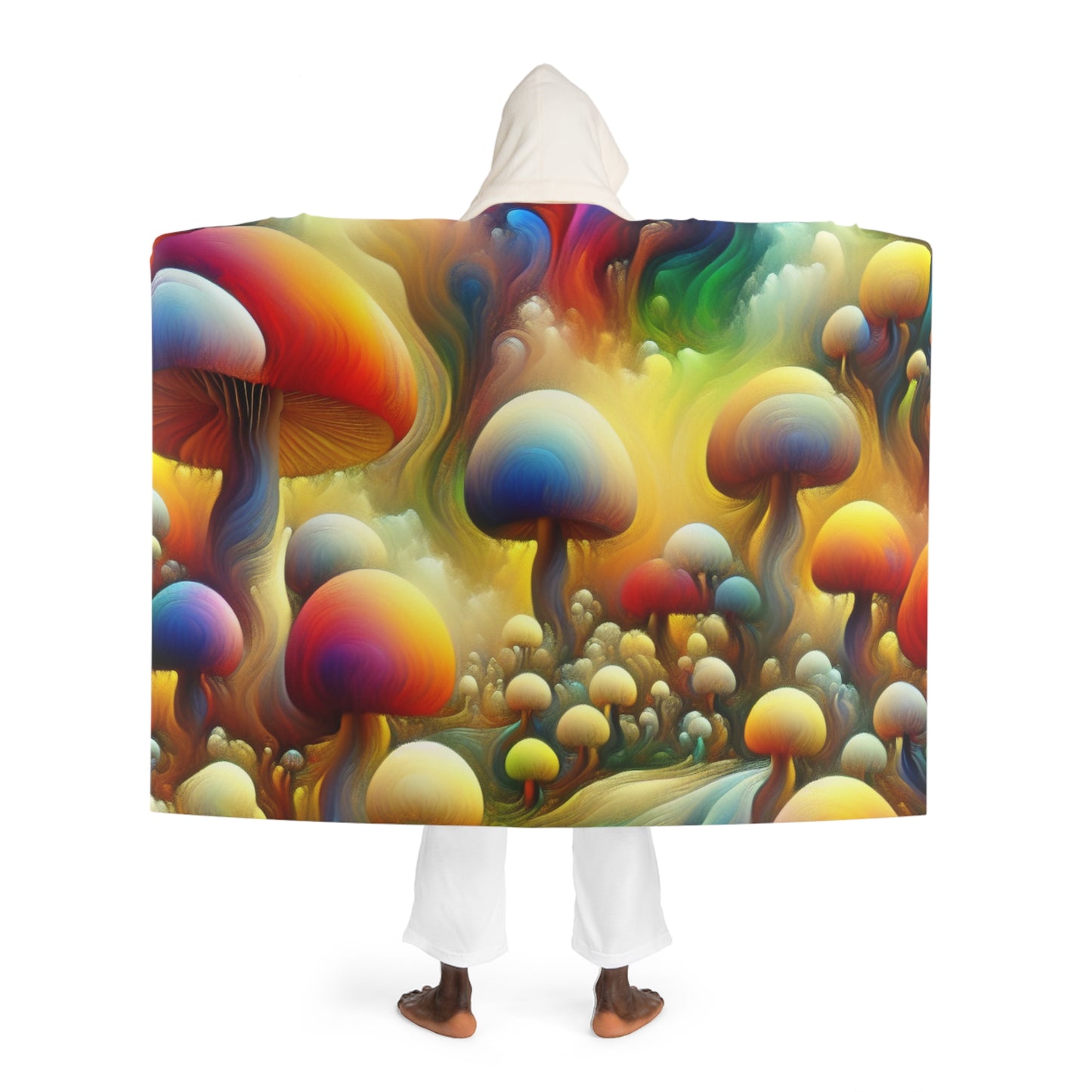 Mushroom Hooded Sherpa Fleece Blanket - Cozy Home Decor for Winter, Warm Throw Blanket, Unique Gift for Mushroom Lovers, Snuggle Blanket,