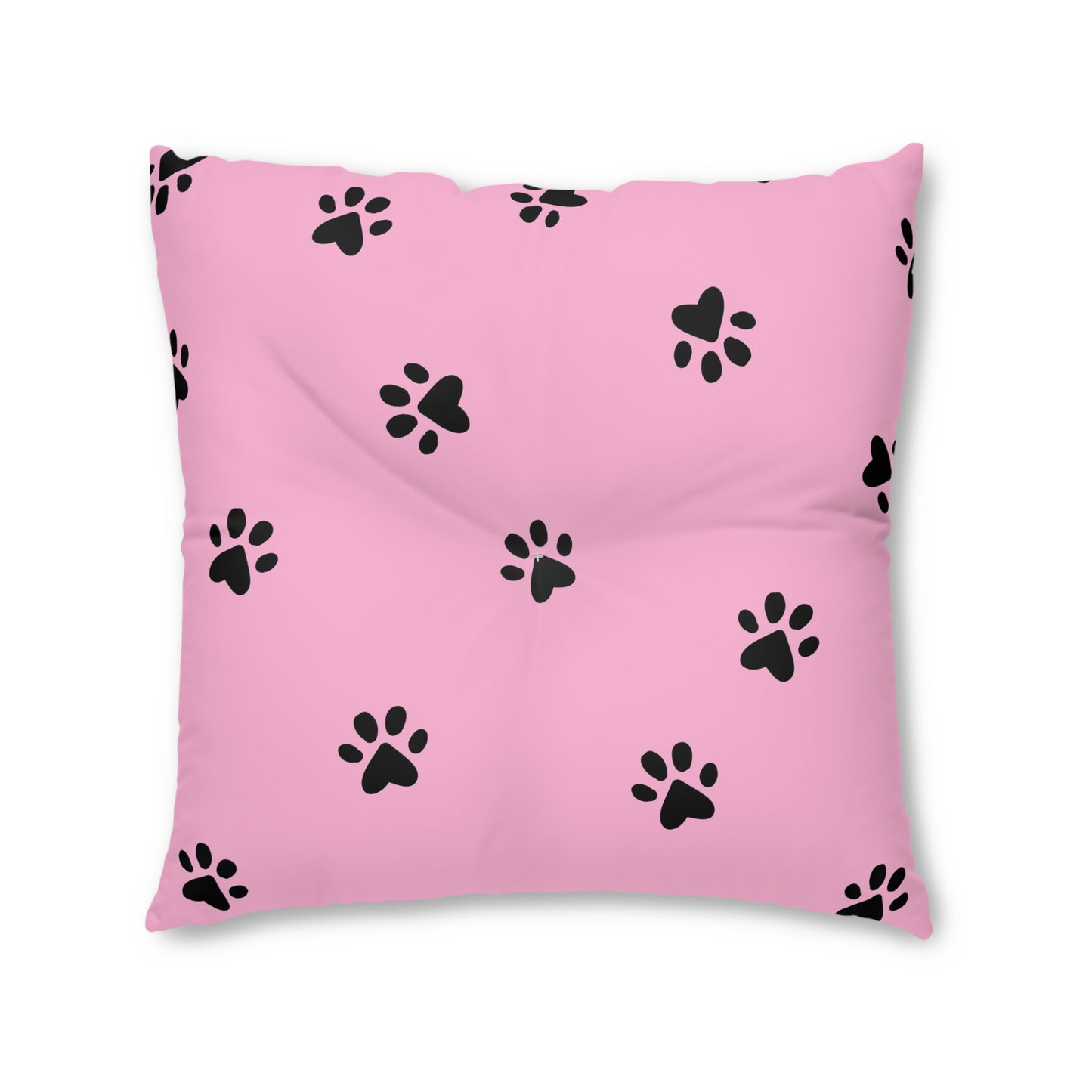 Cute Pet Paw Print Tufted Floor Pillow - Cozy Dog Cat Decor, Pink Pet Lover Gift, Lounge Cushion, Home Accents, Animal Theme