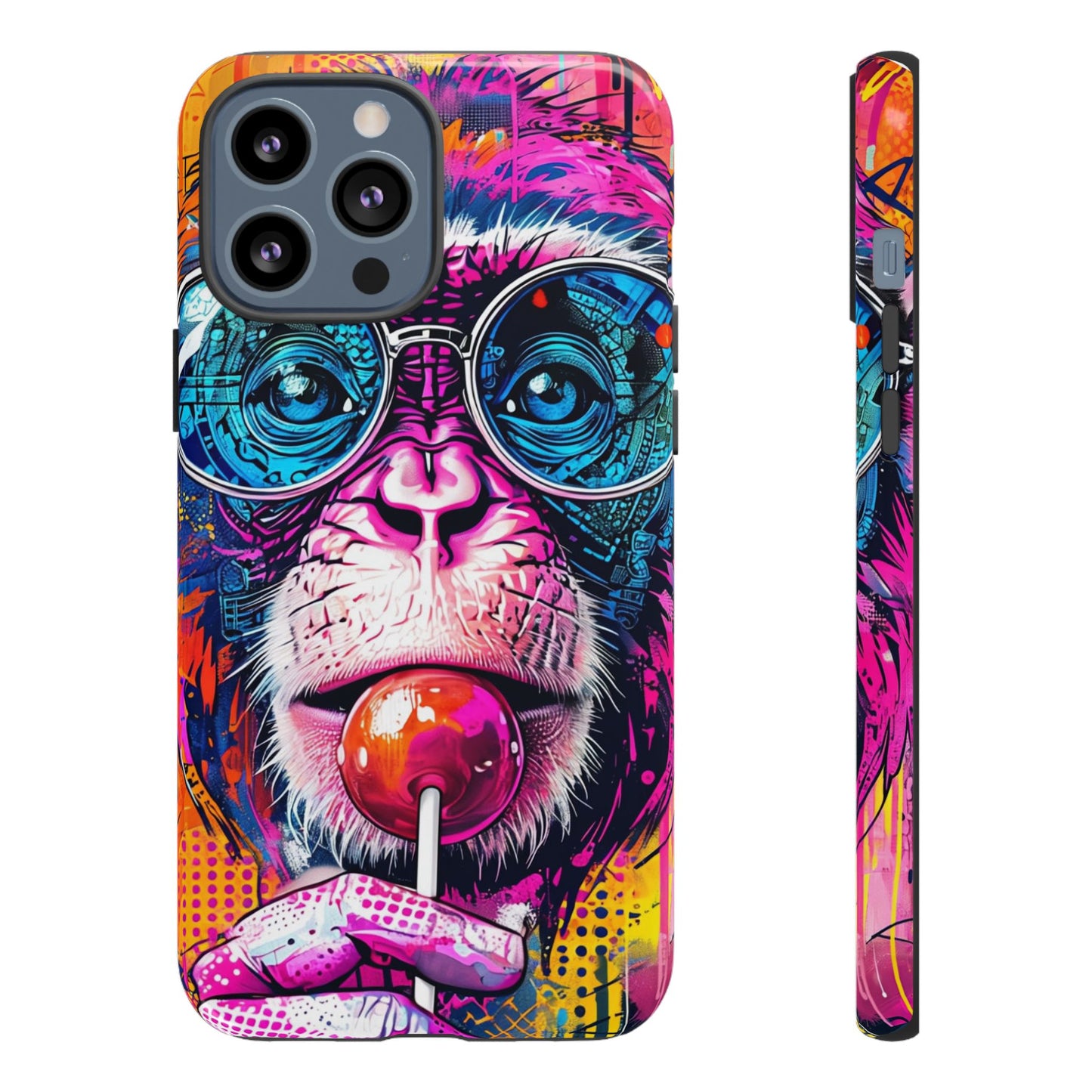 Colorful Monkey Phone Case, Fun Phone Cover, Unique Tech Accessory, Gift for Animal Lovers, Vibrant Lollipop Design