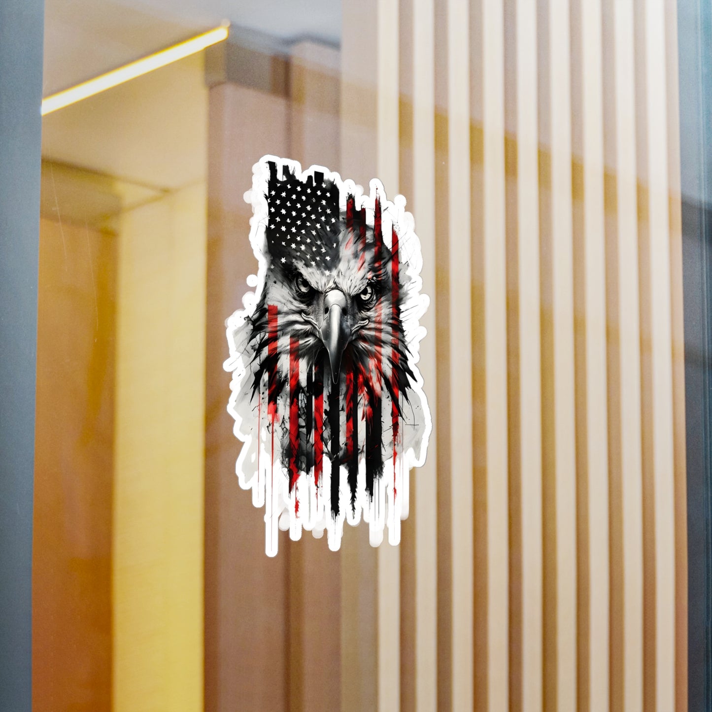 Patriotic Eagle Kiss-Cut Vinyl Decal - Bold American Flag Design