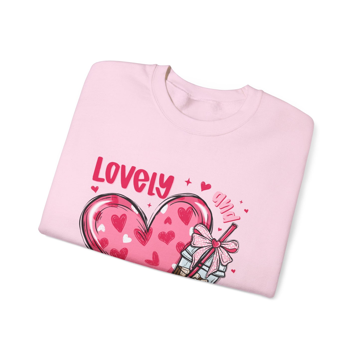 Lovely Caffeinated Unisex Crewneck Sweatshirt - Cozy Heart Design