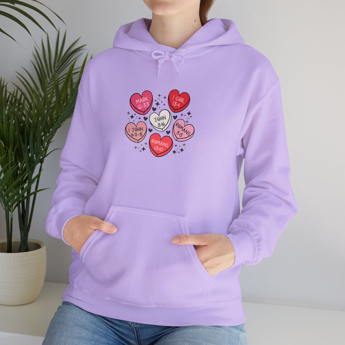 Love Heart Motif Hoodie - Valentine's Day Unisex Sweatshirt