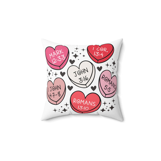 Bible Verse Valentine's Day Inspirational Spun Polyester Square Pillow