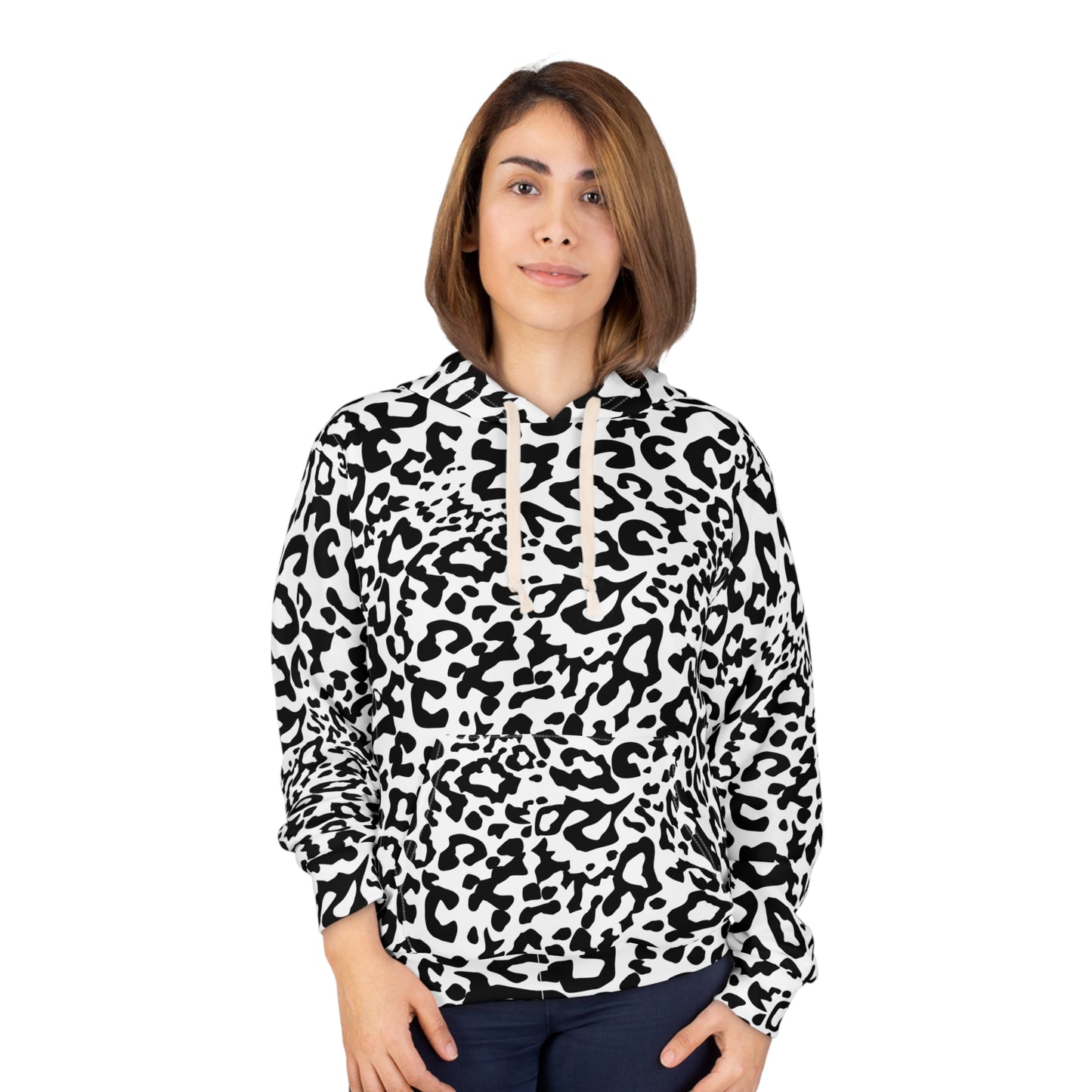 Fierce Leopard Print Unisex Pullover Hoodie, Cozy Animal Print Sweatshirt, Trendy Casual Wear, Gift for Animal Lovers, Stylish Layering