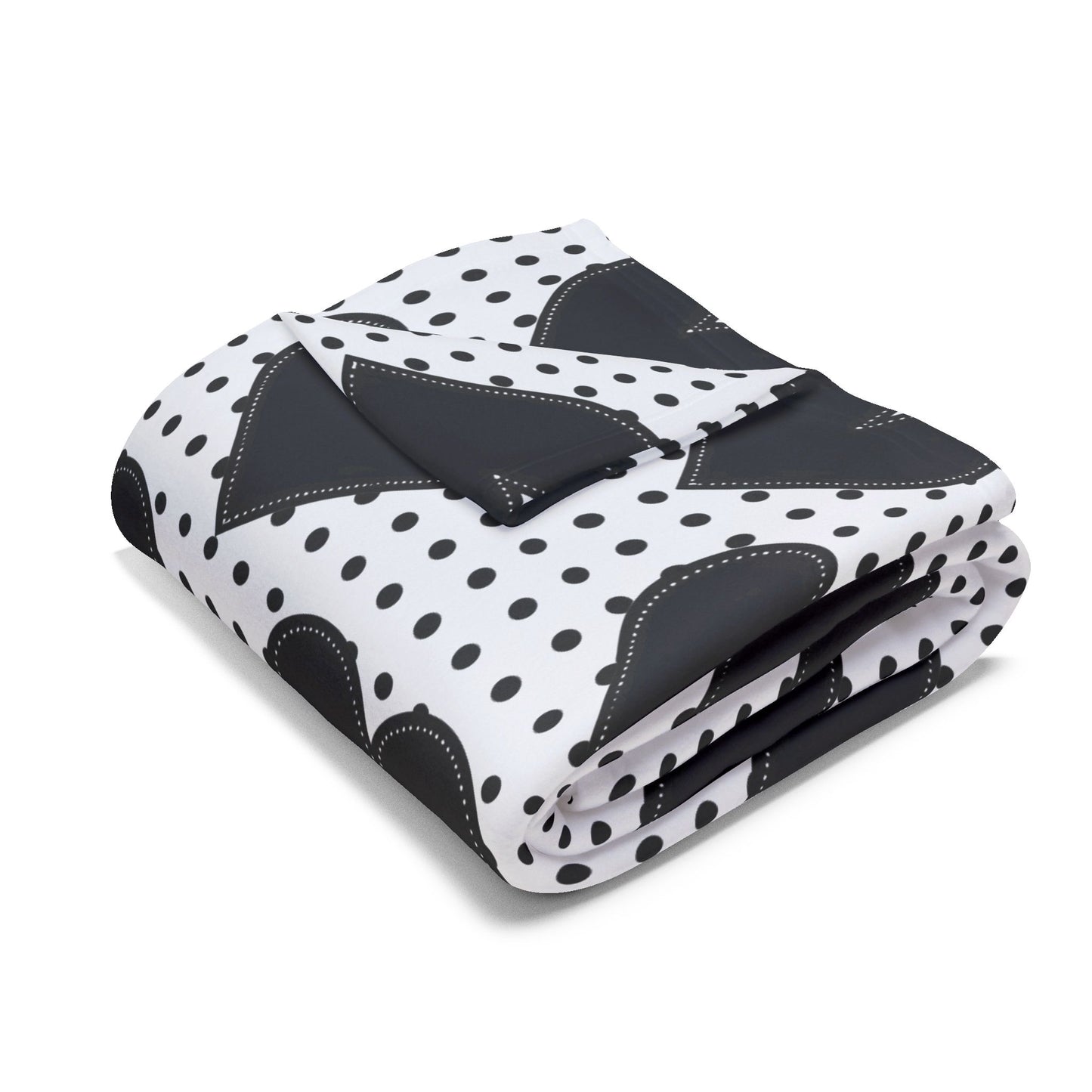 Cozy Black Heart Pattern Fleece Blanket - Soft, Warm & Stylish for Home Decor