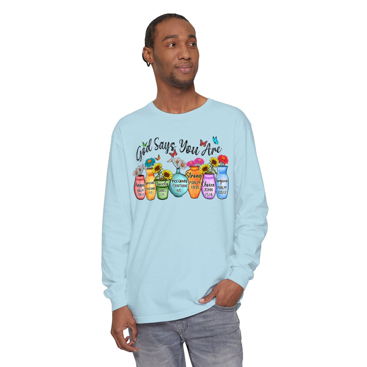 Inspirational Long Sleeve Tee - "God Says You Are" Apparel, Motivational Gift, Faith-Based Shirt, Spring Fashion, Unisex Tee