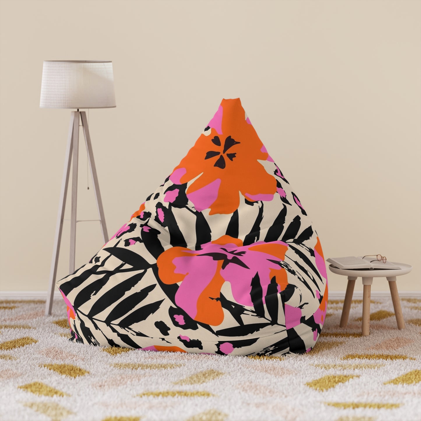 Tropical Floral Bean Bag Chair Cover - Vibrant & Stylish Furniture Accent