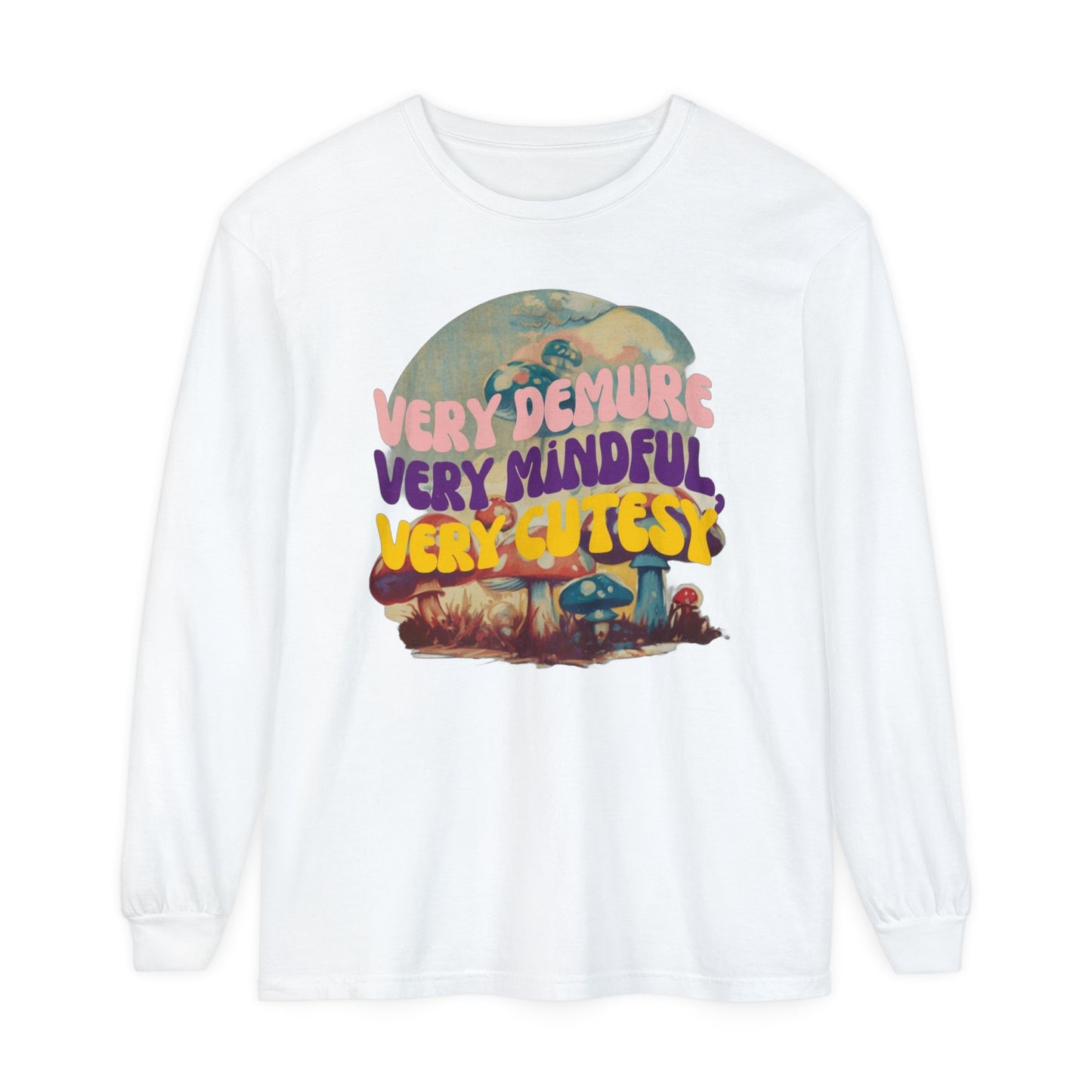 Mindful Vibes Unisex Long Sleeve T-Shirt, Cute Gift for Friends, Vintage Tee, Casual Wear, Everyday Comfort , mushroom