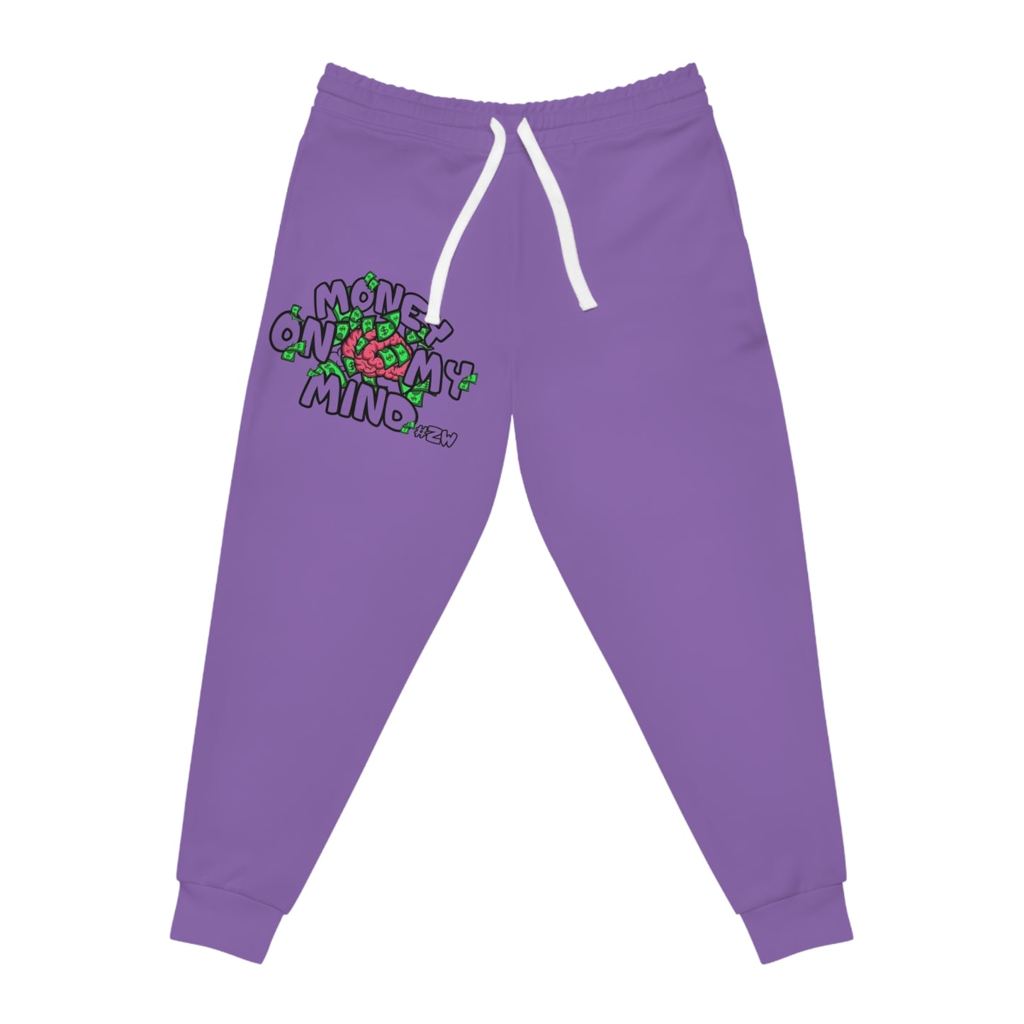 Money on My Mind Athletic Joggers - Unisex Purple Streetwear Sweatpants, Comfortable Lounge Pants, Jogging Bottoms, Workout Trousers,