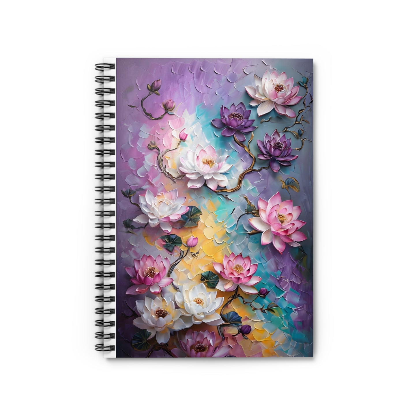 Floral Notebook - Elegant Blooms Ruled Line Spiral Journal, Gift for Her, Scrapbook, Art Project, Beautiful Stationery