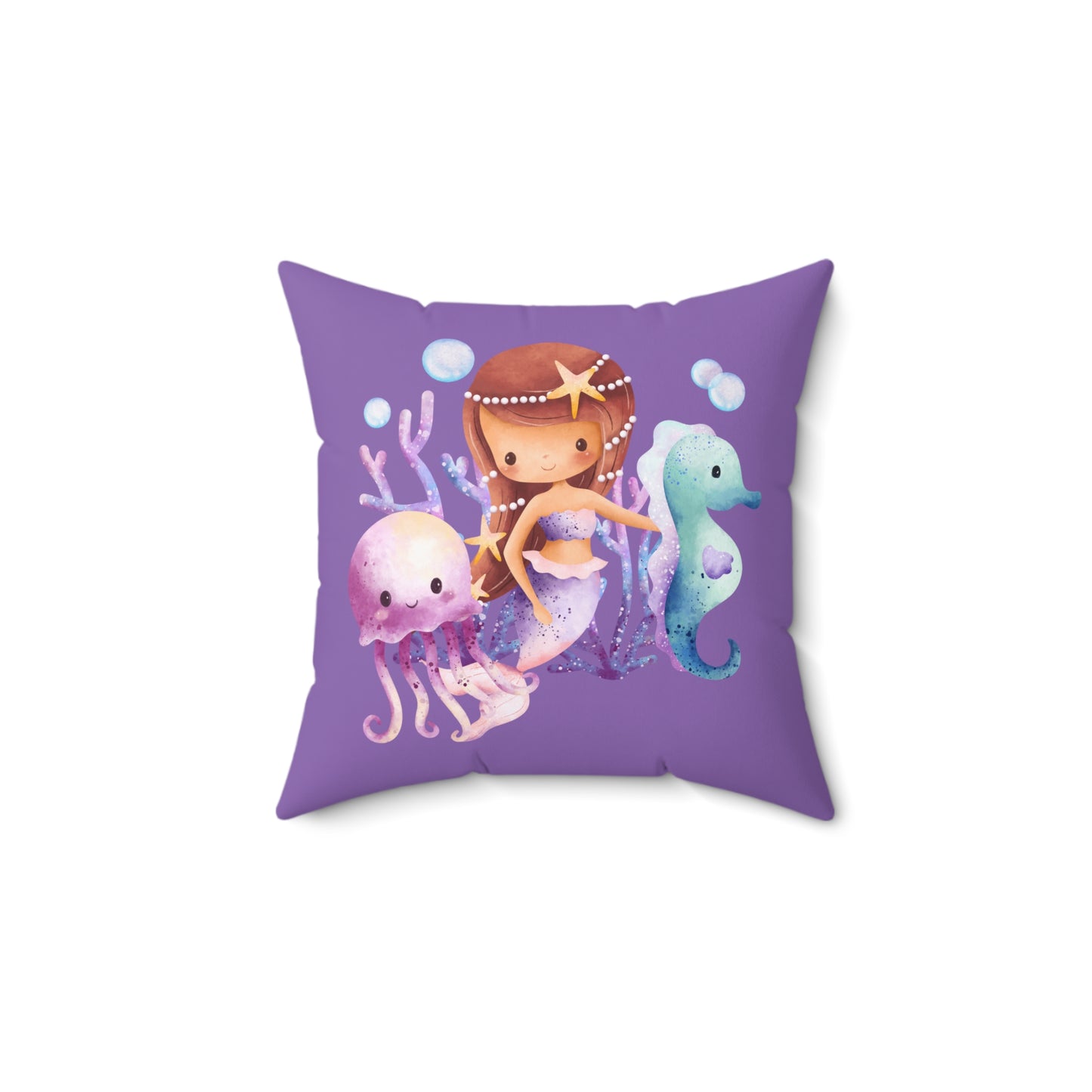 Whimsical Mermaid Vibes Pillow, Ocean Decor, Kids Room Accent, Nautical Themed Cushion, Underwater Fantasy Home Decor