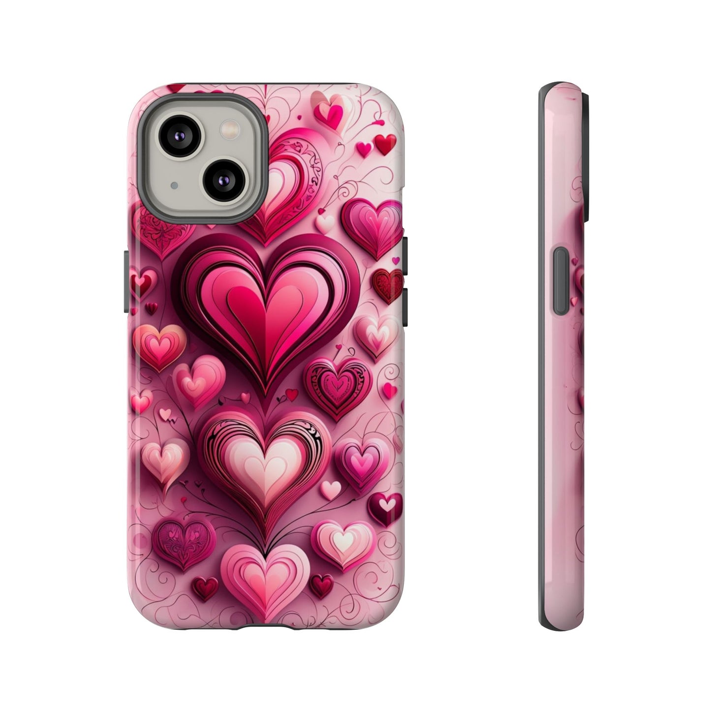 Romantic Phone Case, Cute Heart Design, Valentine's Day Gift, Love Theme Phone Cover, Gifts for Her, Floral Heart Case