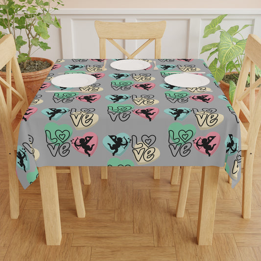 Colorful Love-themed Valentine's Day Tablecloth for Parties and Celebrations