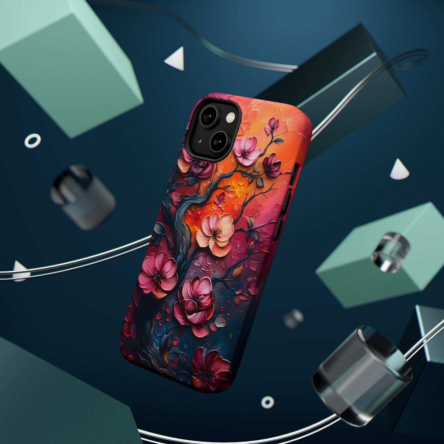 Floral Magnetic Tough Case - Colorful Flower Design Phone Cover, Gift for Her, Smartphone Accessories, Nature Lover, Unique