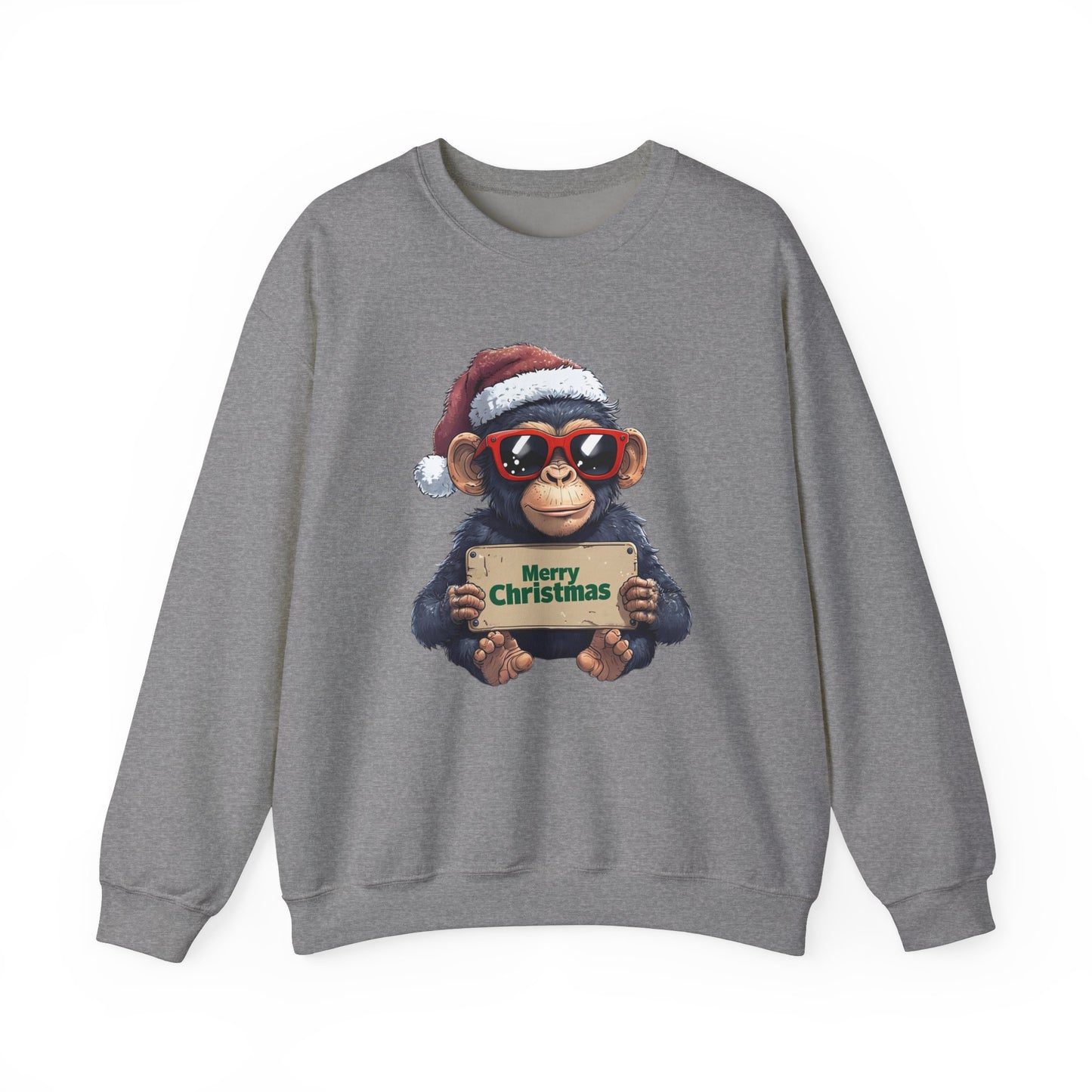 Merry Christmas Monkey Sweatshirt, Funny Holiday Crewneck, Unisex Gift, Christmas Apparel, Winter Wear, Cute Chimp Design