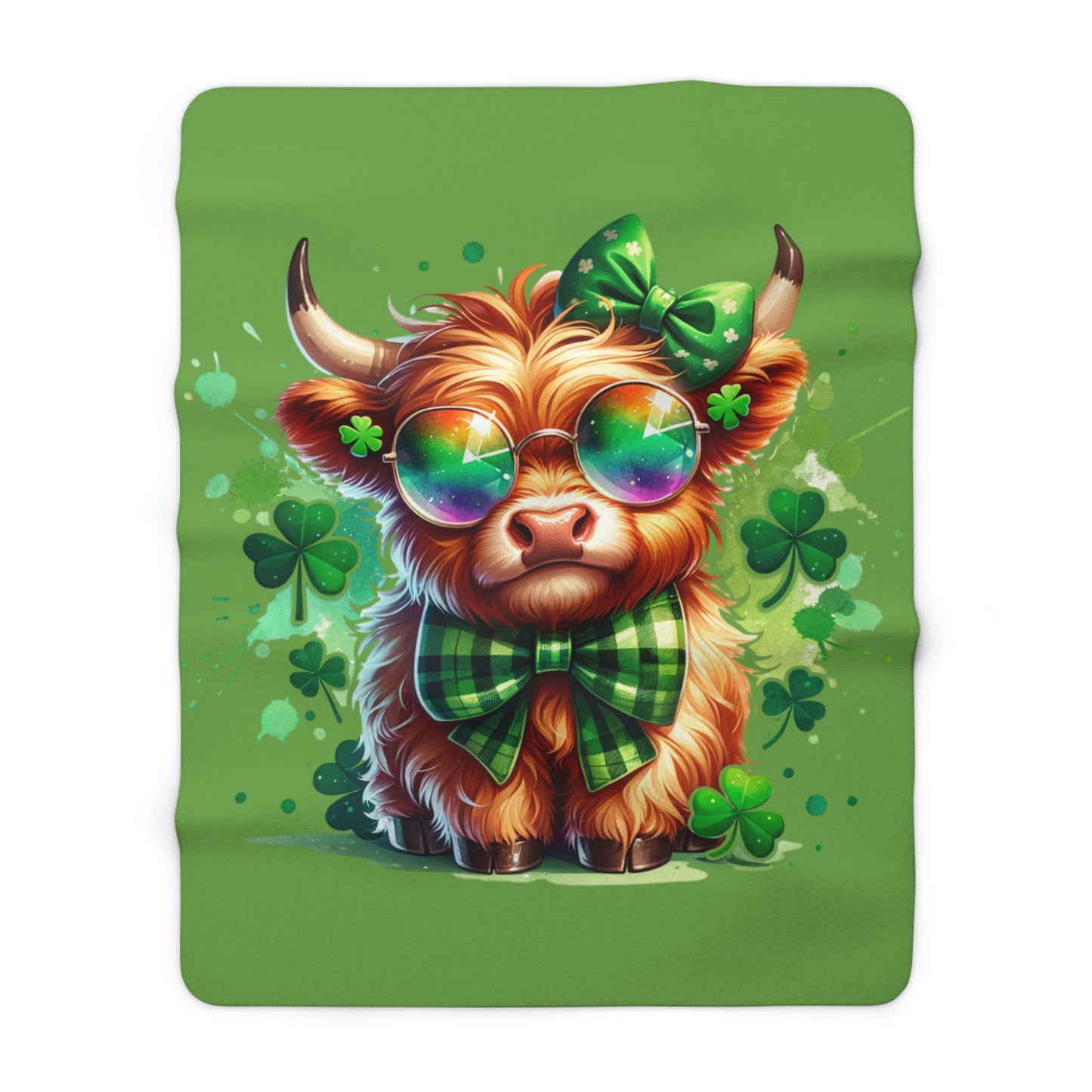 Adorable Highland Cow Sherpa Fleece Blanket, Cozy St. Patricks Day Decor, Warm Gift for Animal Lovers, Campbell Clan Pride, Soft Throw for