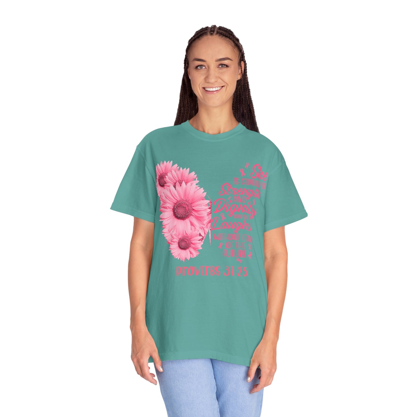 Inspirational Floral T-Shirt | Proverbs 31:25 | Strength & Dignity