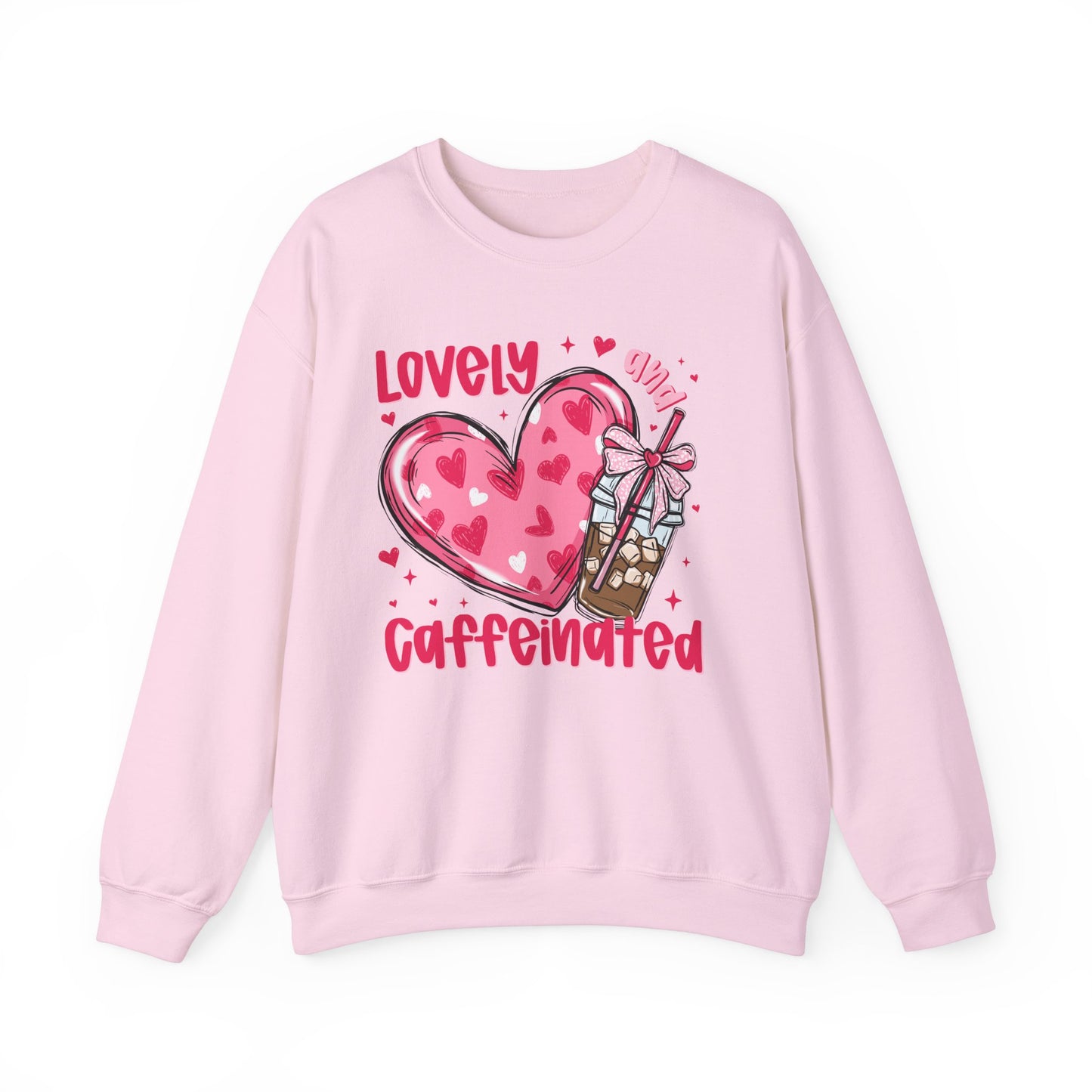 Lovely Caffeinated Heart Sweatshirt, Cozy Coffee Lover Gift, Valentines Day, Cute Her, Comfy Casual Wear, Unisex Pullover, Warm Jumper