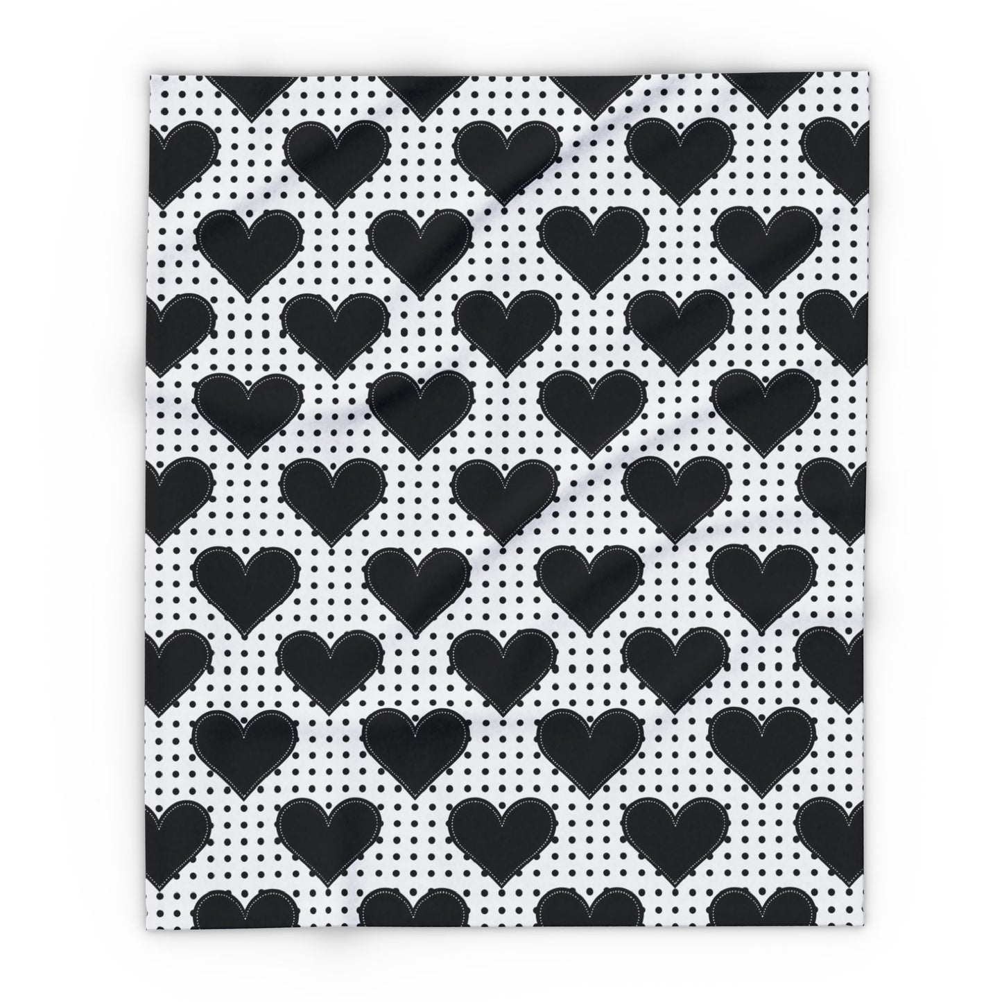 Cozy Black Heart Pattern Fleece Blanket - Soft, Warm & Stylish for Home Decor