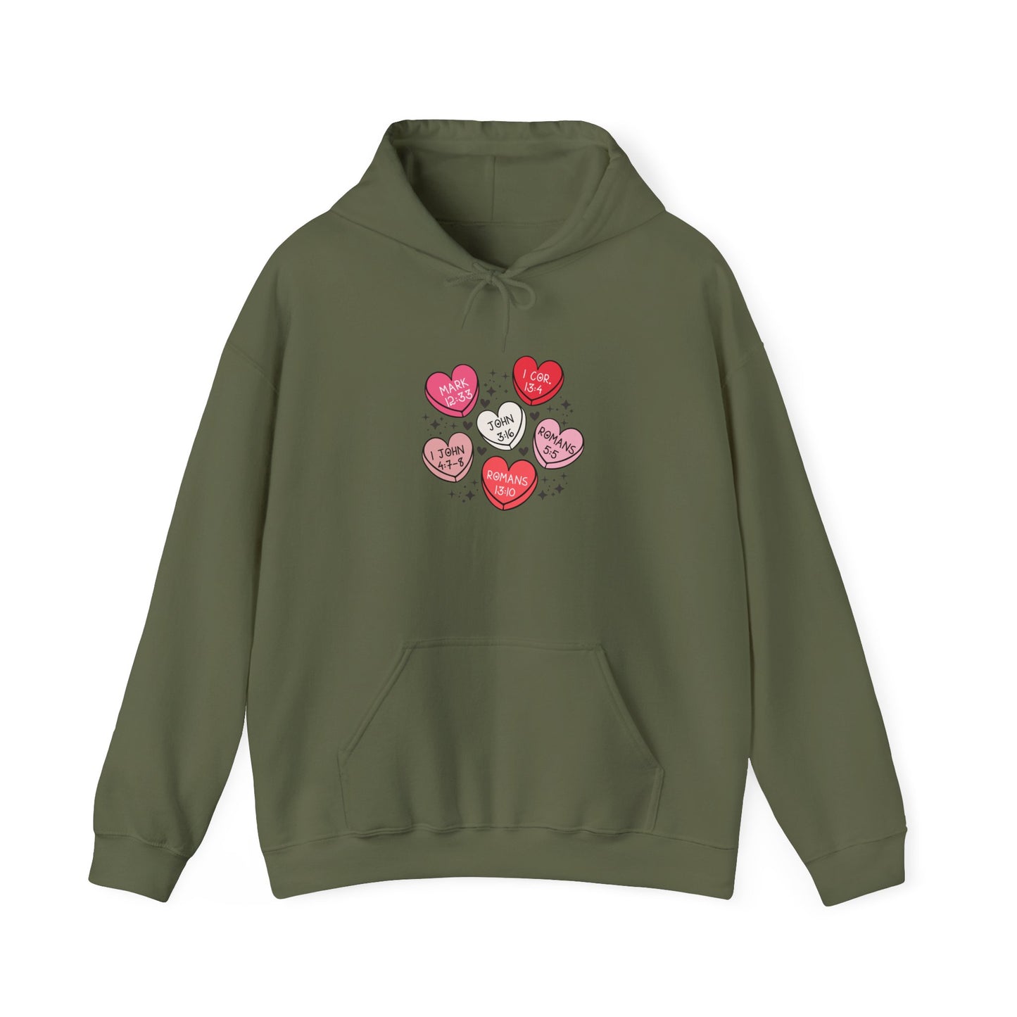 Love Heart Motif Hoodie - Valentine's Day Unisex Sweatshirt