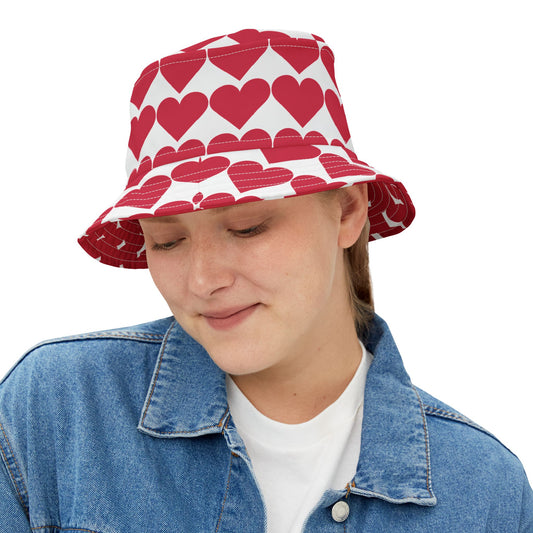 Love Heart Bucket Hat, Valentines Gift, Summer Hat, Festival Accessory, Cute Sun Protection, Casual Style