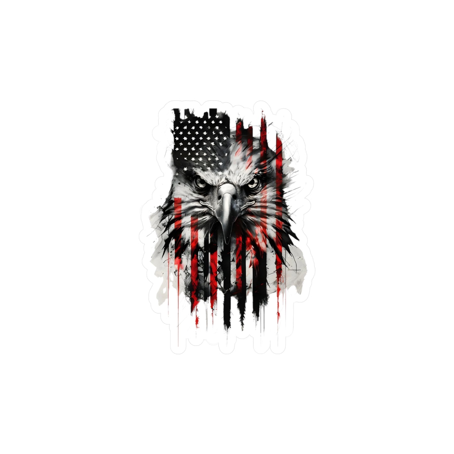 Patriotic Eagle Kiss-Cut Vinyl Decal - Bold American Flag Design