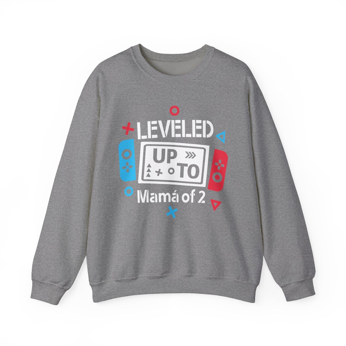 Gaming Mom Crewneck Sweatshirt - "Leveled Up to Mama of 2"