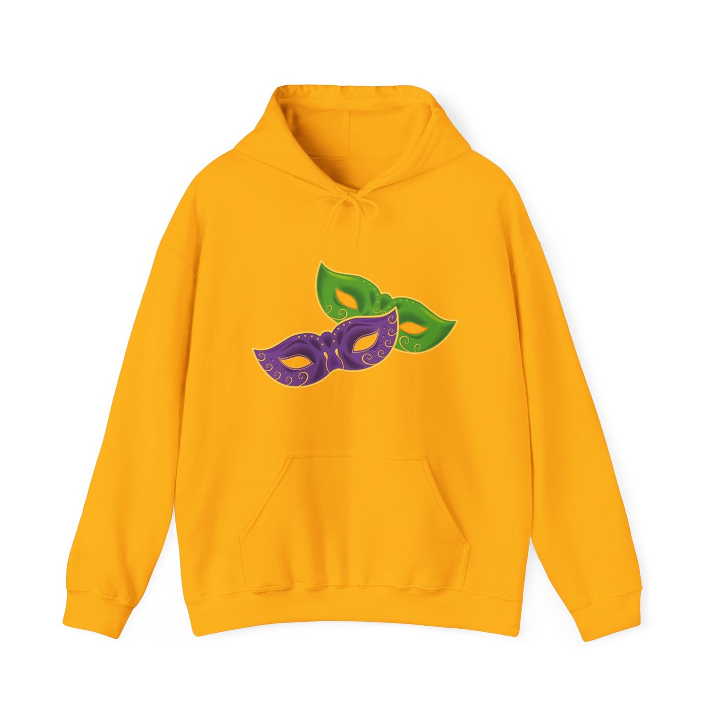 Mardi Gras Celebration Hoodie, Unisex Heavy Blend Sweatshirt, Fun Graphic Pullover, Party Apparel, Carnival Clothing, Festival Outfit