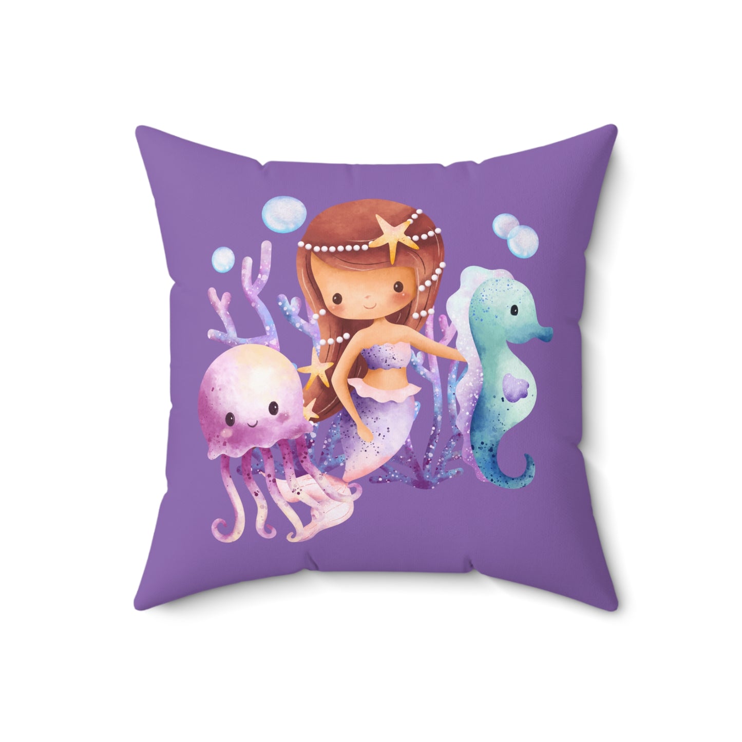 Whimsical Mermaid Vibes Pillow, Ocean Decor, Kids Room Accent, Nautical Themed Cushion, Underwater Fantasy Home Decor